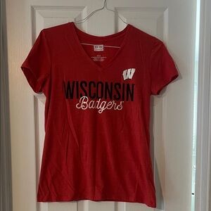 Red Wisconsin Badgers Women's V-Neck T-Shirt
